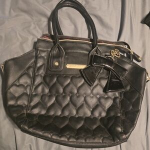 Black Quilted Handbag with Bow by Betsey Johnson